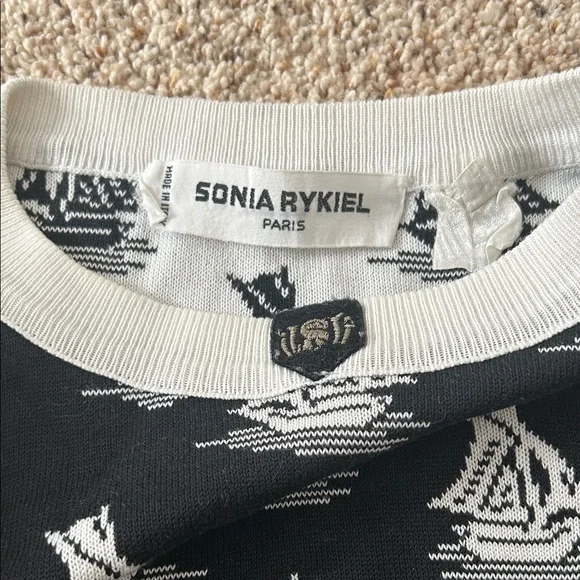 Sonia Rykiel Vintage Black/White Sailboat Knit Sweater Shirt Top **Size M** 🌺🌺 - Picture 6 of 6